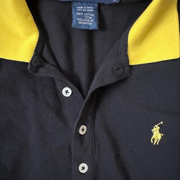 Ralph Lauren Sport Sleeveless Polo Shirt – BlackYellow Contrast Collar, Size L - Picture 3 of 7